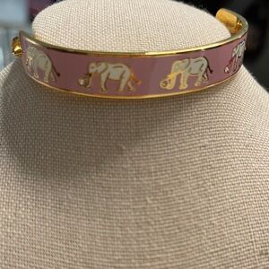 Halcyon Days Gold and Pink Elephant Bangle Bracelet